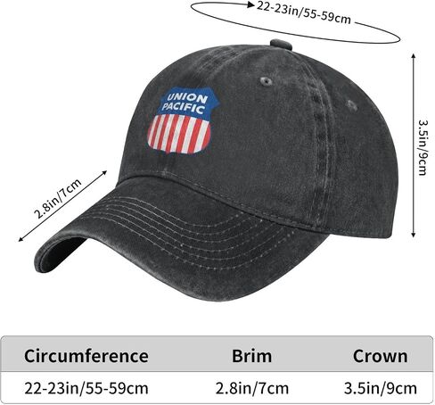 Union Pacific Railroad Denim Carer Hat Baseball Cap for Men أو Women Cowboy Dad Black in Saudi Arabia