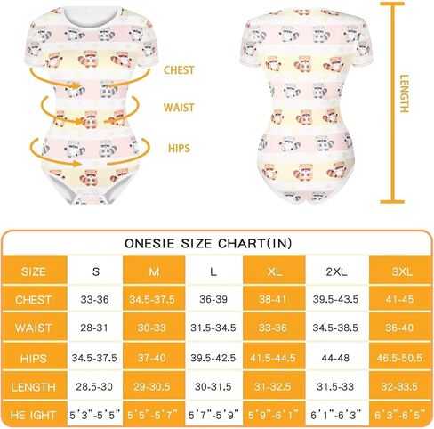 المرأة البالغة الأزرار المنشعب المنشعب الأزرار bodysuit قصيرة الأكمام كرتون طباعة قطعة واحدة pajama الراكون in Kuwait