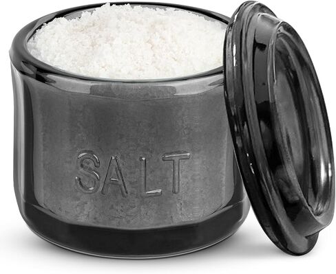 قبو ملح زجاجي من كوك مع غطاء زجاجي، زجاج مضغوط منقوش، حاوية تخزين شفافة، للقهوة والسكر والتوابل والحلوى، آمنة للاستخدام في غسالة الأطباق، 10 أونصة (زجاج) in Kuwait