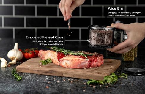 قبو ملح زجاجي من كوك مع غطاء زجاجي، زجاج مضغوط منقوش، حاوية تخزين شفافة، للقهوة والسكر والتوابل والحلوى، آمنة للاستخدام في غسالة الأطباق، 10 أونصة (زجاج) in Kuwait
