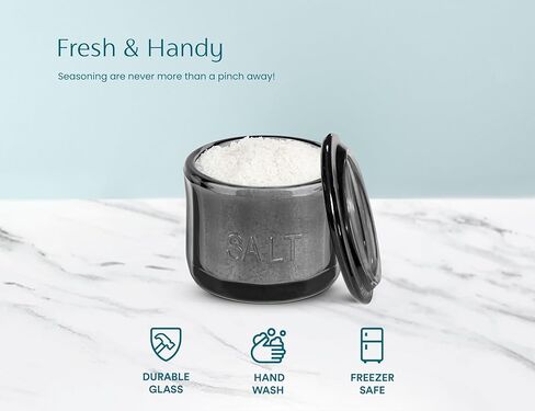 قبو ملح زجاجي من كوك مع غطاء زجاجي، زجاج مضغوط منقوش، حاوية تخزين شفافة، للقهوة والسكر والتوابل والحلوى، آمنة للاستخدام في غسالة الأطباق، 10 أونصة (زجاج) in Kuwait