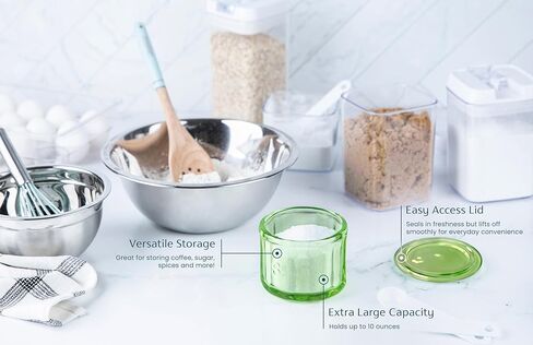 قبو ملح زجاجي من كوك مع غطاء زجاجي، زجاج مضغوط منقوش، حاوية تخزين شفافة، للقهوة والسكر والتوابل والحلوى، آمنة للاستخدام في غسالة الأطباق، 10 أونصة (زجاج) in Kuwait