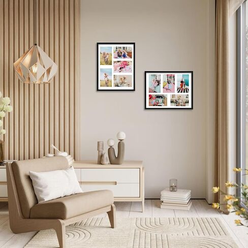 إطارات صور مجمعة سوداء متعددة الحجم من PHAREGE للجدار، مجموعة إطار مجمعة للصور مقاس 5x7، 4x4، 4x6 مع حصيرة، صورة 10x15 بدون حصيرة، عرض عمودي أو أفقي على الحائط، عبوتان in Kuwait