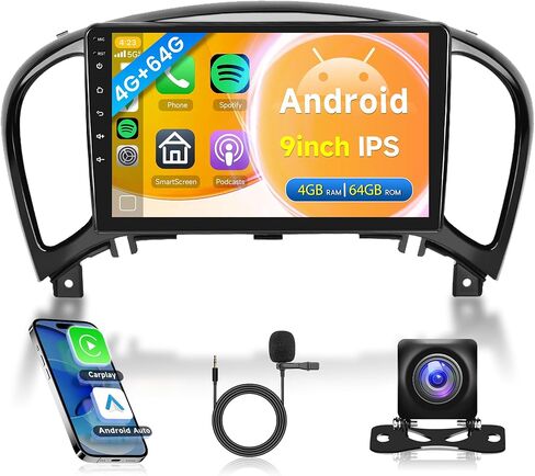 2G+64G لسيارة Nissan Juke 2011-2016 Android Car Stereo Radio Carplay، Rimoody 9 بوصة تعمل باللمس نظام تحديد المواقع العالمي للملاحة Miorror Link Bluetooth FM HiFi WiFi Android Auto AHD كاميرا احتياطية in Kuwait
