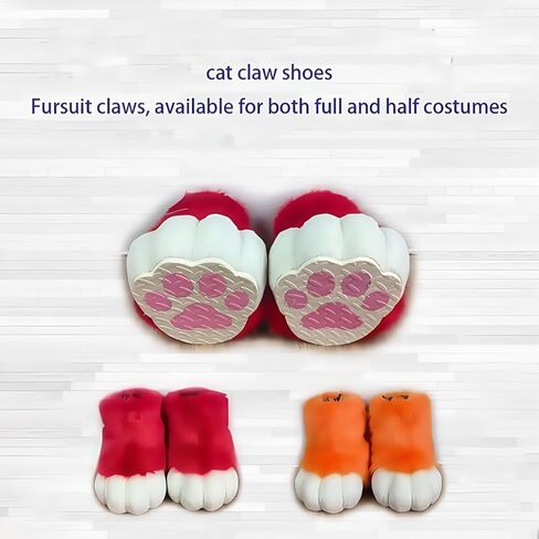 Fursuit feet paw Shoes kit Plush Furry Boots fursuit Costume paw Shoes Halloween Accessories Cosplay Costume Comic Exhibition (Black, 9.84 in) in Saudi Arabia