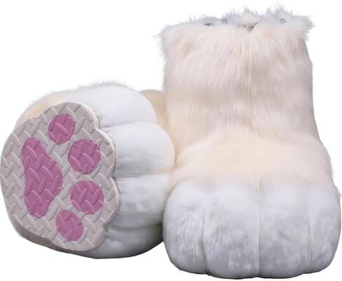 Fursuit feet paw Shoes kit Plush Furry Boots fursuit Costume paw Shoes Halloween Accessories Cosplay Costume Comic Exhibition (Black, 9.84 in) in Saudi Arabia