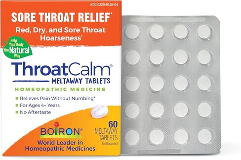 Boiron ThroatCalm Tablets for Pain Relief from Red, Dry, Scratchy, Sore Throats and Hoarseness - 60 Count in Saudi Arabia