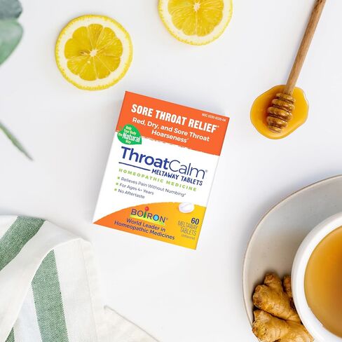 Boiron ThroatCalm Tablets for Pain Relief from Red, Dry, Scratchy, Sore Throats and Hoarseness - 60 Count in Saudi Arabia