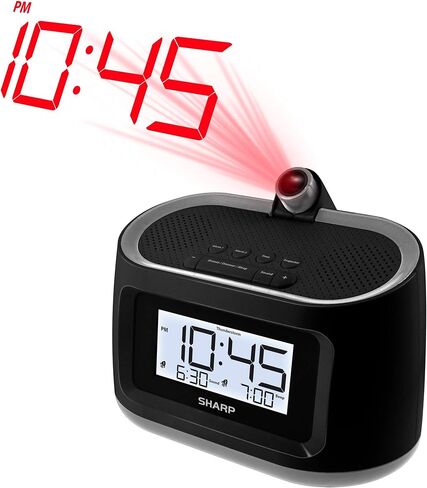 شاشة LCD الحادة وساعة إنذار الإسقاط مع 8 أصوات نوم مهدئة - مشروع على الحائط أو السقف ، الأسود مع تقليم Gunmetal in Saudi Arabia