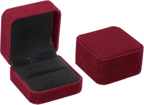 PATIKIL Velvet Ring Box, 2 Pack Double Slot Wedding Ring Box Vintage Jewelry Holder for Engagement Proposal Ceremony Anniversary Style 1, Purple in Saudi Arabia