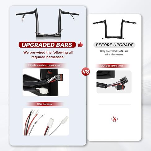 16 "Rise Pre-Wired 1.5" Fat Road Glide Ape Hanger Handlebar (أسلاك Can-Bus & TBW مثبتة مسبقًا) مع 3 خطوط فرامل ومجموعة كبل القابض لعام 2021-2023 نماذج Glide Harley Road ، Black in Kuwait