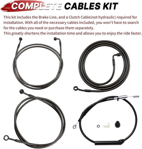 16 "Rise Pre-Wired 1.5" Fat Road Glide Ape Hanger Handlebar (أسلاك Can-Bus & TBW مثبتة مسبقًا) مع 3 خطوط فرامل ومجموعة كبل القابض لعام 2021-2023 نماذج Glide Harley Road ، Black in Kuwait