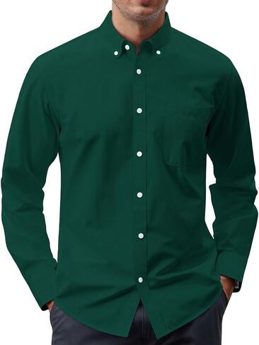J.VER Men's Oxford Shirt Solid Casual Button Down Collar Shirts Long Sleeve Dress Shirts with Pocket in Saudi Arabia