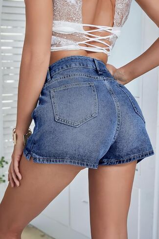 Jumppmile Womens Summer Denim Skorts Mini Jean Skirts with Shorts Skort Casual High Stretch in Saudi Arabia