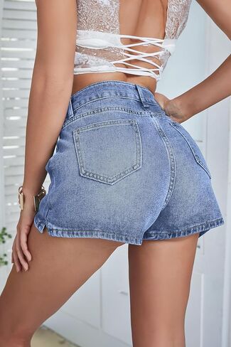 Jumppmile Womens Summer Denim Skorts Mini Jean Skirts with Shorts Skort Casual High Stretch in Kuwait