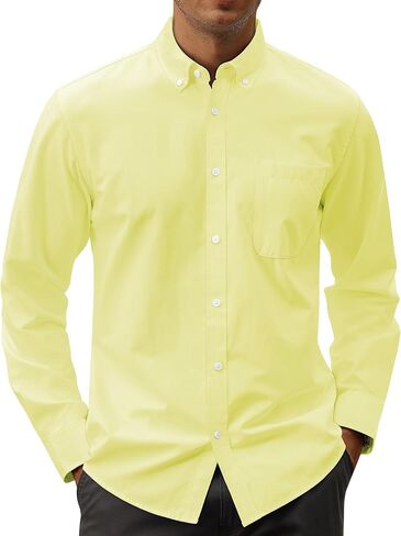 J.VER Men's Oxford Shirt Solid Casual Button Down Collar Shirts Long Sleeve Dress Shirts with Pocket in Saudi Arabia