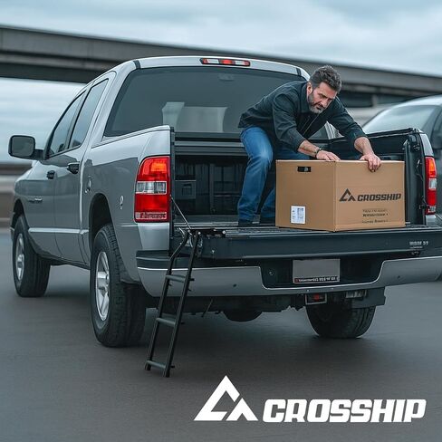 Foldable Pickup Truck Tailgate Ladder - with Non-Slip Wide Pedal, Stainless Steel Self-Drilling Screws, Sturdy Rubber Feet, Easy Install, Universal for F150, RAM 1500, F250, Tacoma in Kuwait