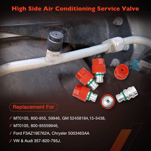Air Conditioning Service Valve Includes Caps M12x1.5, Compatible with 2009-2013 Chevrolet GMC Buick Cadillac Escalade Audi Q7, Replacement for 800-955 MT0105, GM 52458184, 15-5438 (5 PCS) in Saudi Arabia