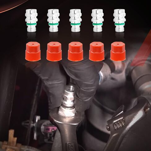 Air Conditioning Service Valve Includes Caps M12x1.5, Compatible with 2009-2013 Chevrolet GMC Buick Cadillac Escalade Audi Q7, Replacement for 800-955 MT0105, GM 52458184, 15-5438 (5 PCS) in Saudi Arabia