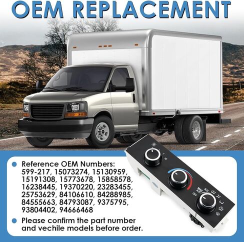 599-294 Heater A/C Control Switch,Front Climate Control Module Compatible with 2008-2021 Chevrolet Express 1500 2500 3500, 2009-2023 Express Cargo Express Pasajeros,2008-2021 GMC Savana, OE # 599-294 in Saudi Arabia