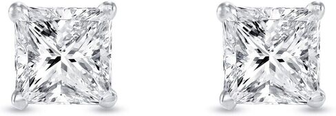 Jewels Prim 1 Ct Princess-Cut Lab-Grown Diamond Earrings – 14K White Gold, F/VS Clarity, Basket Screw Back Setting in Saudi Arabia