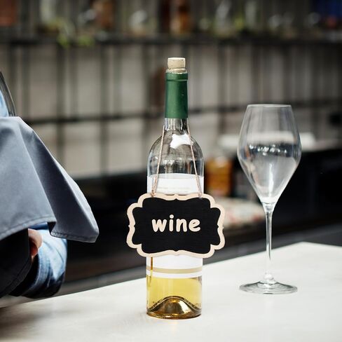 10Pcs Blackboard Decanter Tags, Wooden Mini Chalkboard Signs Double-Sided Blackboard with Hanging String Erasable Small Message Boards Labels for Wedding Party Wine Bottle Table Numbers Plants in Saudi Arabia
