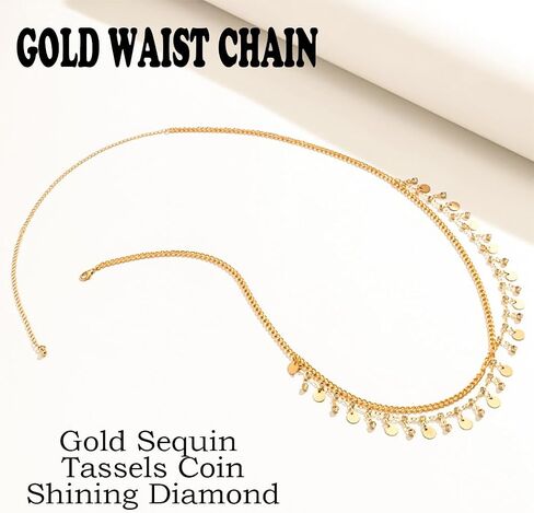 Vinzar Boho Gold Waist Chain Sun Layered Waist Belly Chain Moon Star Pendant Chain Belt Beach Bikini Body Waist Chain for Women and Girls in Saudi Arabia