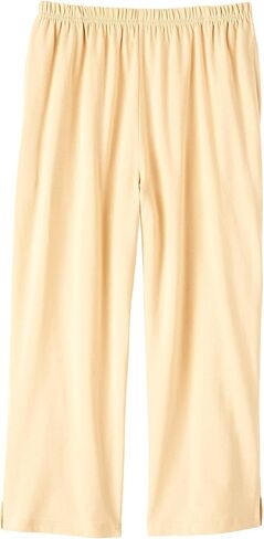 AmeriMark Women’s Capri Pants - Full Elastic Waist Pedal Pushers - Ladies 100% Cotton Pull-On Cropped Pants - Side Pockets Navy 2X in Saudi Arabia