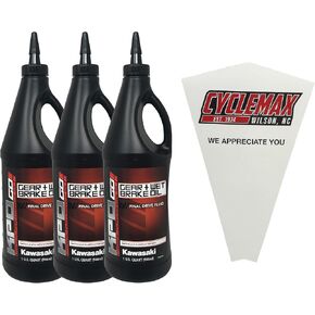 ثلاثة حزمة متوافقة مع Kawasaki KPO Gear + Wet Brake Oil K6103G-101-01Q يحتوي على ثلاث كوارت ومسار قمع in Kuwait