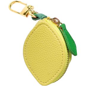 Lemon Coin Purse Charm Leather Change Purse with Keychain, Cute Fruit Coin Pouch with Zipper, Mini Fruit Bag Charm Coin Purse for Women (Lemon, yellow) in Saudi Arabia