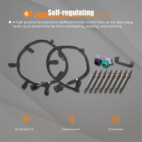 6.0L Glow Plug Tharness Kit مع 8 مقابس توهج + وحدة تحكم + أداة إزالة متوافقة مع 2004-2010 Ford 6.0L Powerstroke Diesel in Kuwait