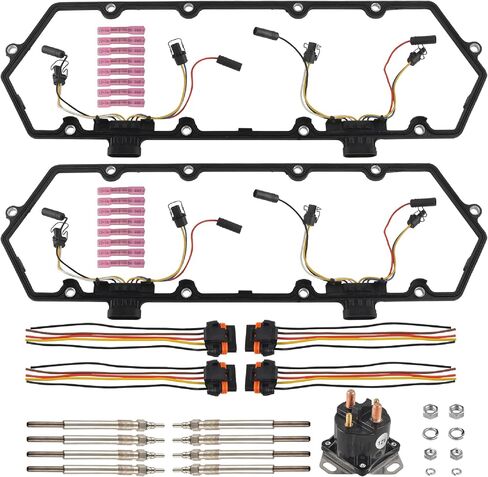 6.0L Glow Plug Tharness Kit مع 8 مقابس توهج + وحدة تحكم + أداة إزالة متوافقة مع 2004-2010 Ford 6.0L Powerstroke Diesel in Kuwait