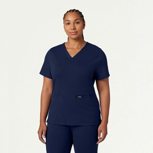 Jaanuu Cesi Women's 2-Pocket Slim Knit V-Neck Scrub Top in Saudi Arabia