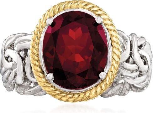 Ross-Simons 3.40 Carat Garnet Byzantine Ring in Sterling Silver and 14kt Yellow Gold in Saudi Arabia