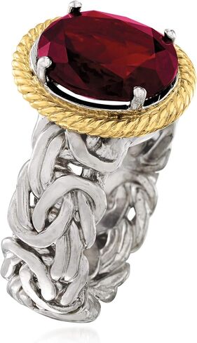 Ross-Simons 3.40 Carat Garnet Byzantine Ring in Sterling Silver and 14kt Yellow Gold in Saudi Arabia