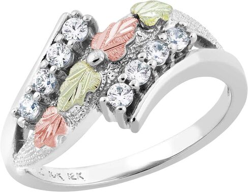 Black Hills Gold on Sterling Silver Bypass Ring مع ثمانية أحجار كريمة الزركونيا المكعبة in Saudi Arabia