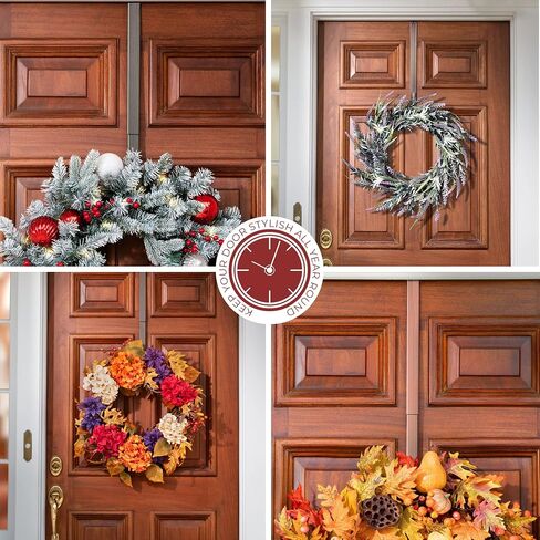 Haute Decor Adapt Adjustable Length Wreath Hanger 2-Pack (Antique Brass) - Two Front or Back Door Decor Holders, Extends from 16.5" to 25", Over Door Hanger with Pads on The Back, Holds up to 10 lbs. in Saudi Arabia