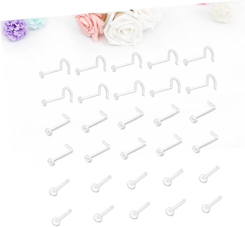 60Pcs Medical Ring Invisible Studs S Shape Bent Shape and Straight Shape for Everyday Use Durable and Stylish Nose Piercing Jewelry in Saudi Arabia