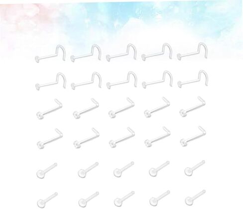 60Pcs Medical Ring Invisible Studs S Shape Bent Shape and Straight Shape for Everyday Use Durable and Stylish Nose Piercing Jewelry in Saudi Arabia