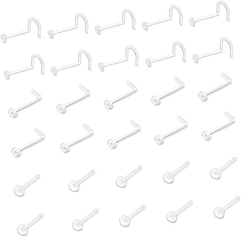 60Pcs Medical Ring Invisible Studs S Shape Bent Shape and Straight Shape for Everyday Use Durable and Stylish Nose Piercing Jewelry in Saudi Arabia