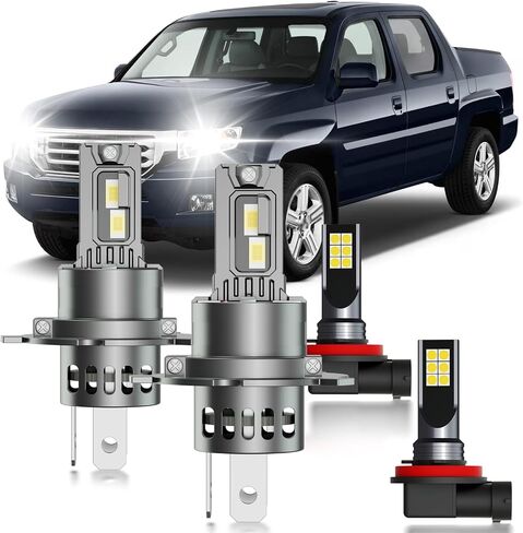 for Honda Ridgeline 2006-2014 Fog Lights Bulbs Combo, 4pcs Super Bright White Dual Beam and Fog Lights Blubs Package, 1:1 Size as Stock Bulbs, Plug and Play in Saudi Arabia