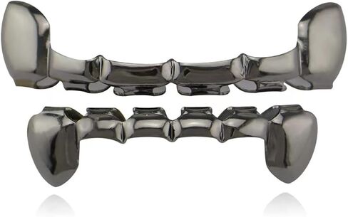 18K Gold Hip Hop Teeth Grillz for Men Women Punk Style Rapper Teeth Grillz Teeth Caps Top Bottom Set Removable Vampire Fangs Mouth Grills Christmas Birthday Party Costume Jewelry in Kuwait