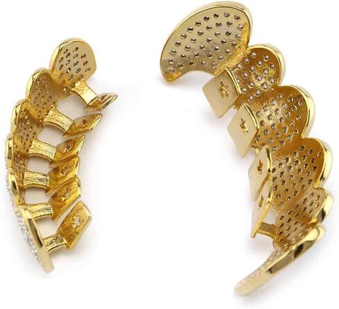 Psivika Diamond Grills Gold مطلي بالهيب هوب الأسنان Grillz Caps Iced Out Cz أعلى وأسفل مصاصي الدماء الشواهد للرجال والنساء in Saudi Arabia