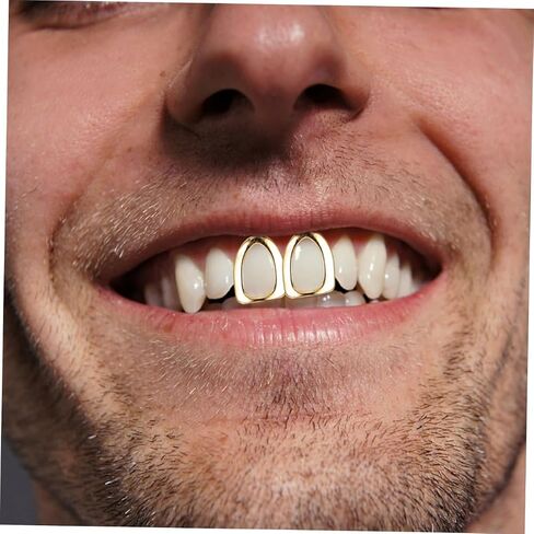 Bestonzon 4pcs قبعات الأسنان الذهبية الزخرفية الشواية للبالغين شوايات الفم الواقعية مجوهرات الهيب هوب لحفلات تأثيري وعروض للرجال والنساء in Saudi Arabia