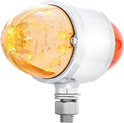 UNITED PACIFIC 39799 Marker Light, Double Face, LED, Assembly, Dual Function, 17 LED, Clear Lens/Amber and Red LED, Chrome-Plated Steel, Watermelon Design in Kuwait