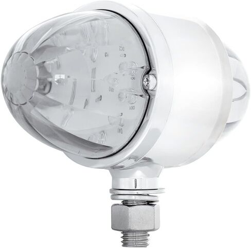 UNITED PACIFIC 39799 Marker Light, Double Face, LED, Assembly, Dual Function, 17 LED, Clear Lens/Amber and Red LED, Chrome-Plated Steel, Watermelon Design in Kuwait