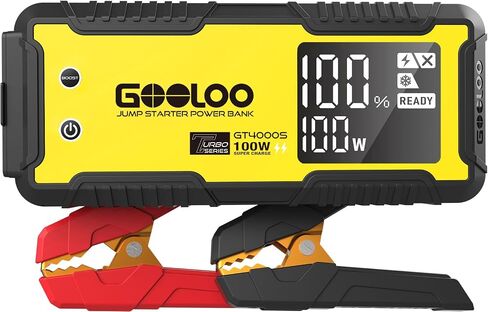 GOOLOO GT4000S JUMP Starter 4000 AMP AMP CAR Starter 100W في اتجاهين في اتجاهين سريع الشحنة المحمولة حزمة شاحن للبطاريات المحمولة لمحركات ديزل 10 لتر ومحركات غاز 12 لتر ، صندوق قفزة ليثيوم Supersafe لمركبات 12 فولت in Kuwait