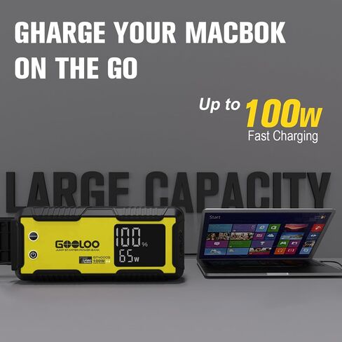 GOOLOO GT4000S JUMP Starter 4000 AMP AMP CAR Starter 100W في اتجاهين في اتجاهين سريع الشحنة المحمولة حزمة شاحن للبطاريات المحمولة لمحركات ديزل 10 لتر ومحركات غاز 12 لتر ، صندوق قفزة ليثيوم Supersafe لمركبات 12 فولت in Kuwait