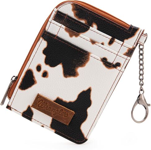 Montana West Wrangler Cow Print Credit Card Holder Cute Keychain Wallet with A Zipper Pocket in Saudi Arabia