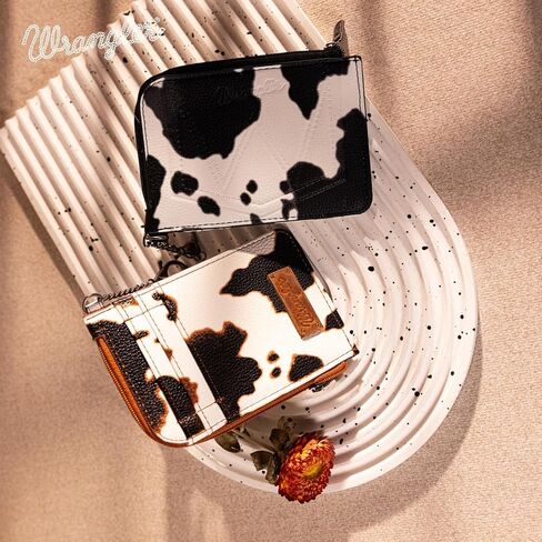 Montana West Wrangler Cow Print Credit Card Holder Cute Keychain Wallet with A Zipper Pocket in Saudi Arabia